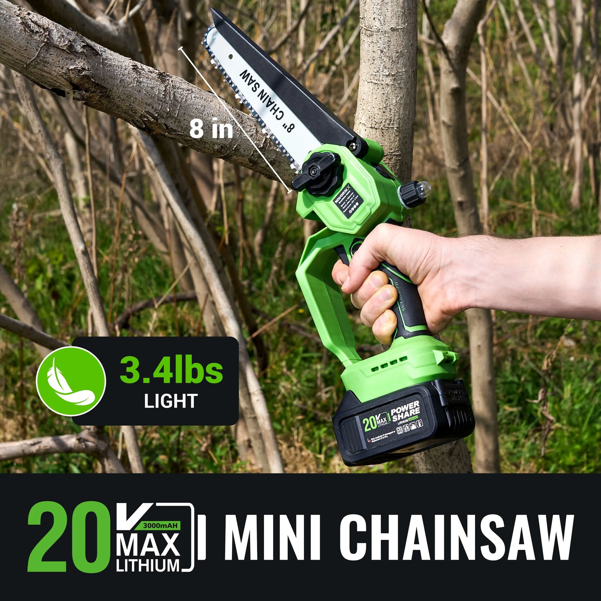 2-in-1 20V Cordless Pole Saw  NovorikX