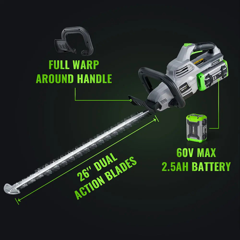 26-Inch 60V Electric Hedge Trimmer - NovorikX